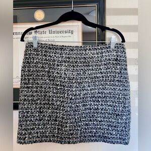 JCrew Wool Metallic Silver and Black Tweed Skirt Size 6